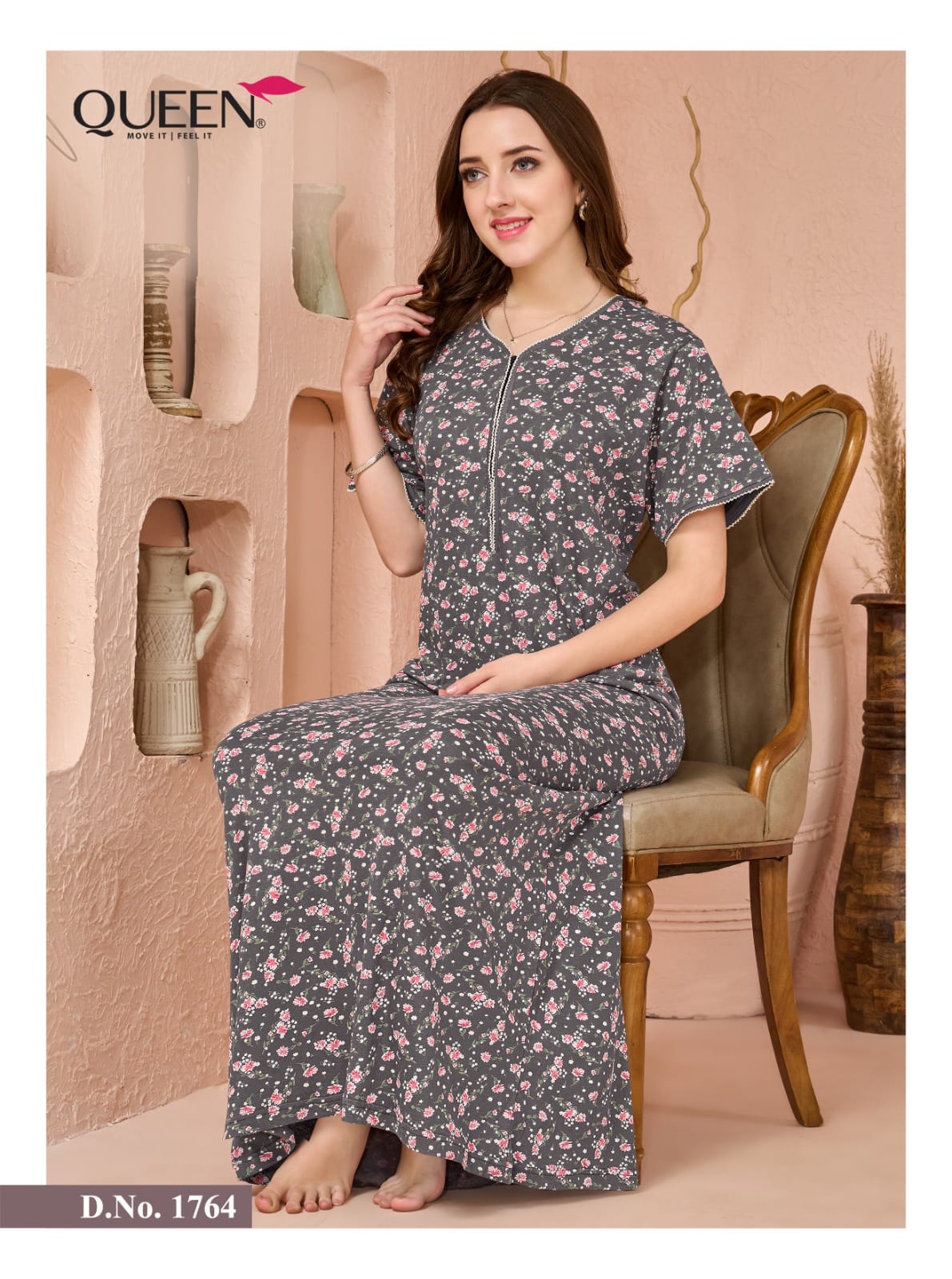 Print 120926 Queen Hosiery Night Gowns Wholesaler Gujarat