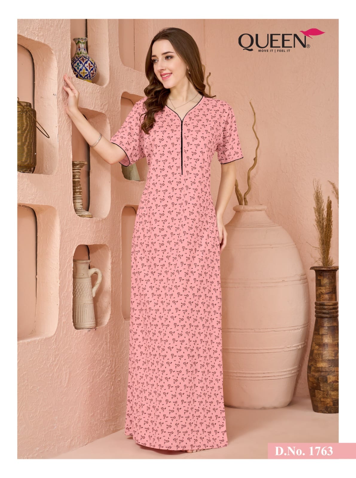 Print 120926 Queen Hosiery Night Gowns Wholesaler Gujarat