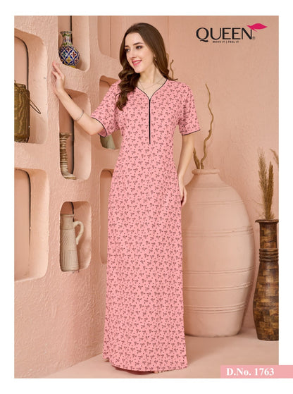 Print 120926 Queen Hosiery Night Gowns Wholesaler Gujarat