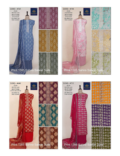Print 1305 Sahira Jaam Print Salwar Suits Wholesaler India