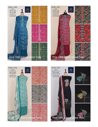 Print 1305 Sahira Jaam Print Salwar Suits Wholesaler India