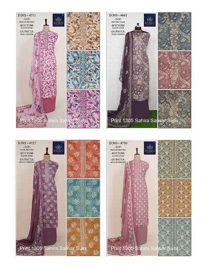 Print 1305 Sahira Jaam Print Salwar Suits Wholesaler India