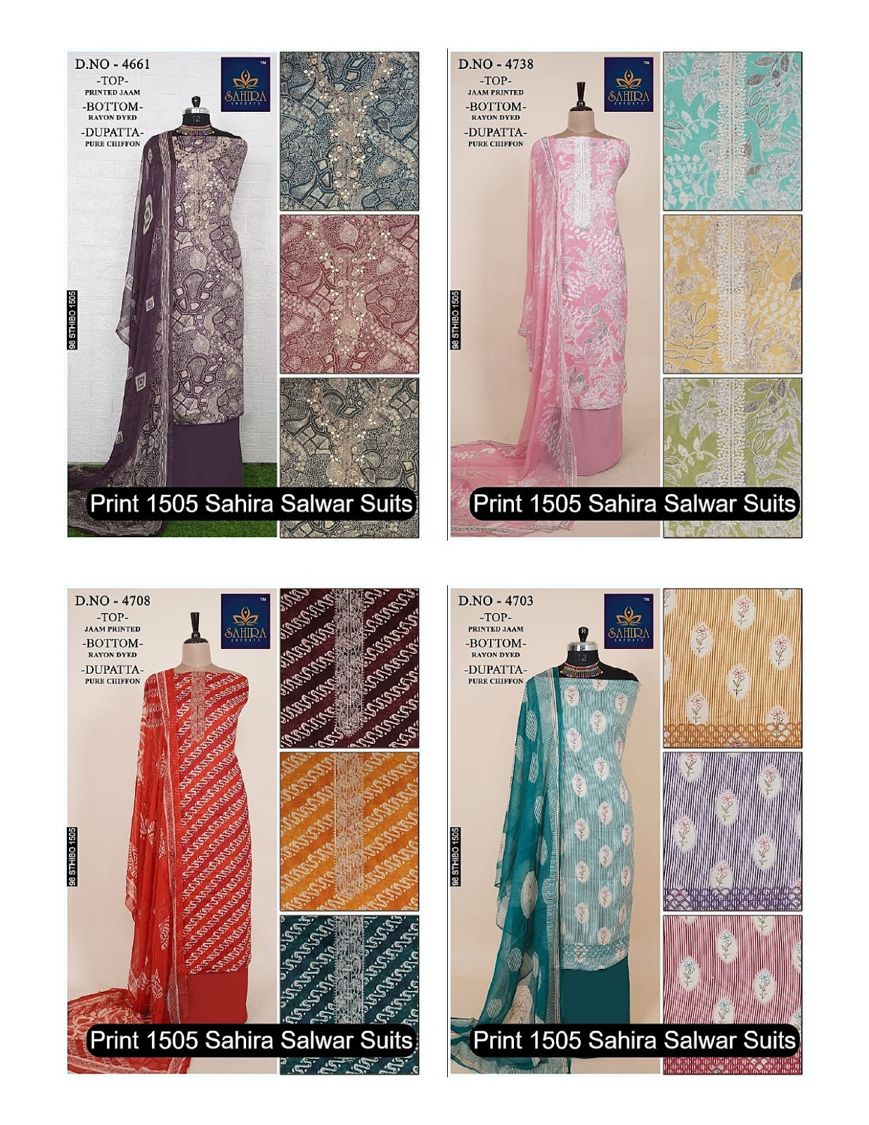 Print 1505 Sahira Jaam Print Salwar Suits Wholesale Price