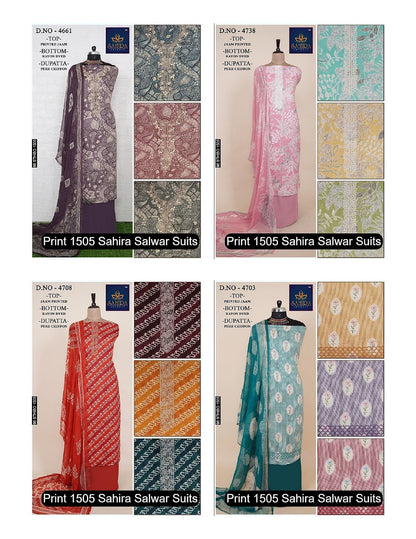 Print 1505 Sahira Jaam Print Salwar Suits Wholesale Price