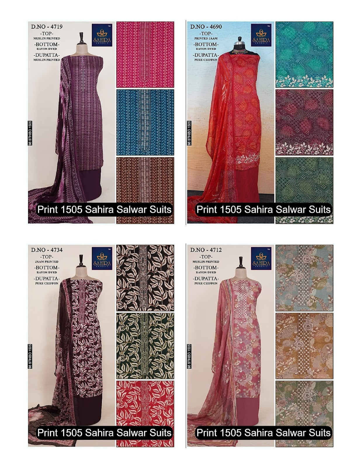 Print 1505 Sahira Jaam Print Salwar Suits Wholesale Price