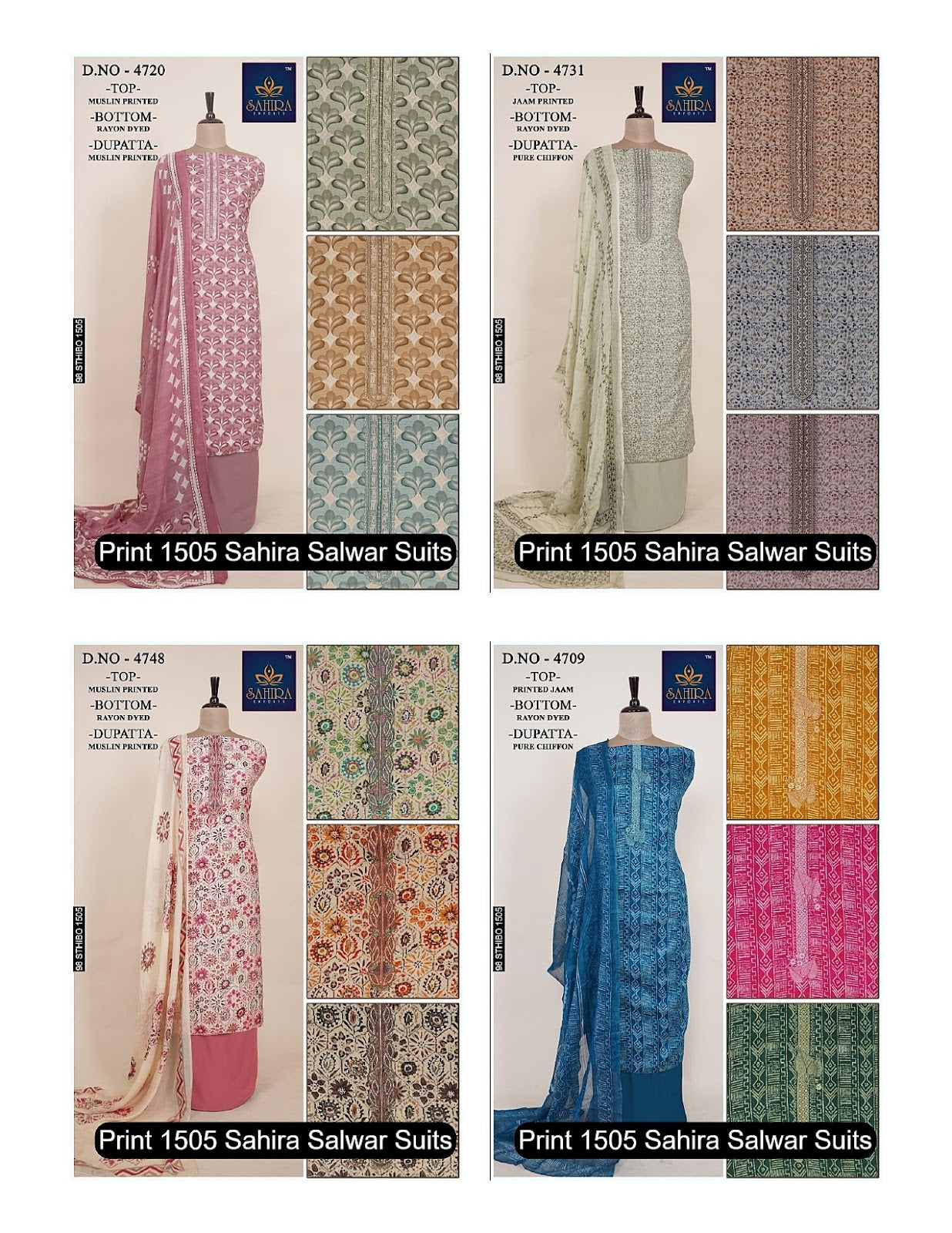 Print 1505 Sahira Jaam Print Salwar Suits Wholesale Price