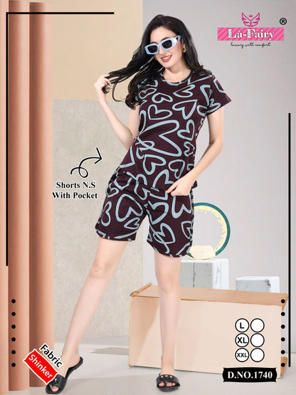 Print 1740 La Fairy Sinker Shorts Night Suits Exporter India