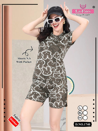 Print 1740 La Fairy Sinker Shorts Night Suits Exporter India