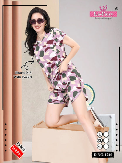 Print 1740 La Fairy Sinker Shorts Night Suits Exporter India