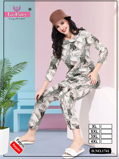 Print 1741 La Fairy Reyon Co Ord Set Exporter Ahmedabad