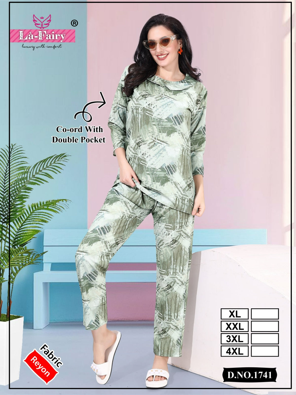 Print 1741 La Fairy Reyon Co Ord Set Exporter Ahmedabad