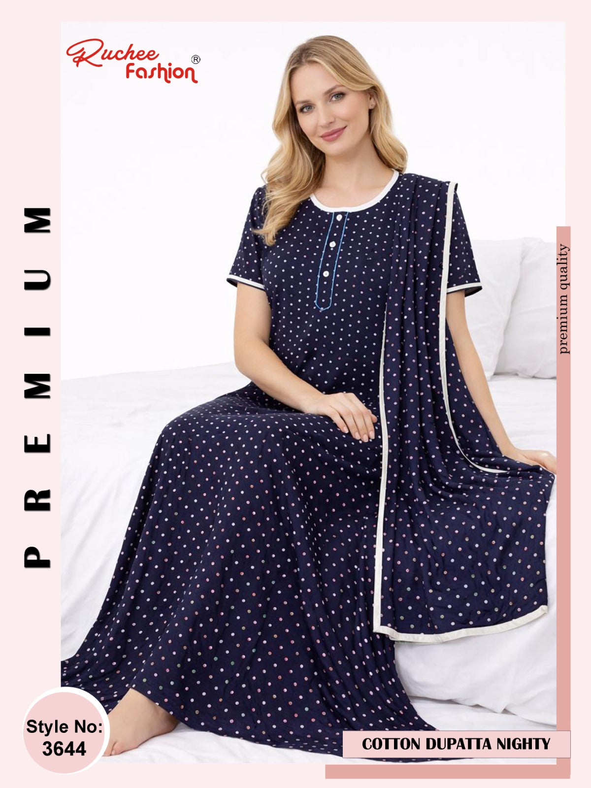 Print 2004 Ruchee Fashion Cotton Night Gowns With Dupatta Supplier