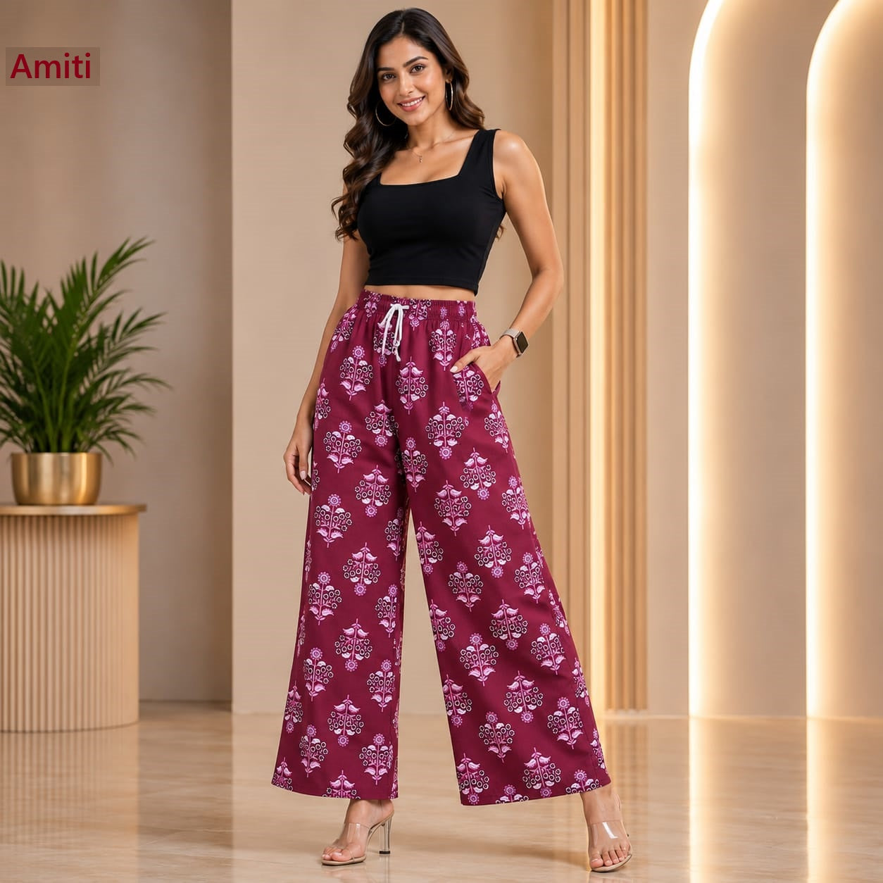 Print 200726 Amiti Liva Branded Palazzo Manufacturer Ahmedabad