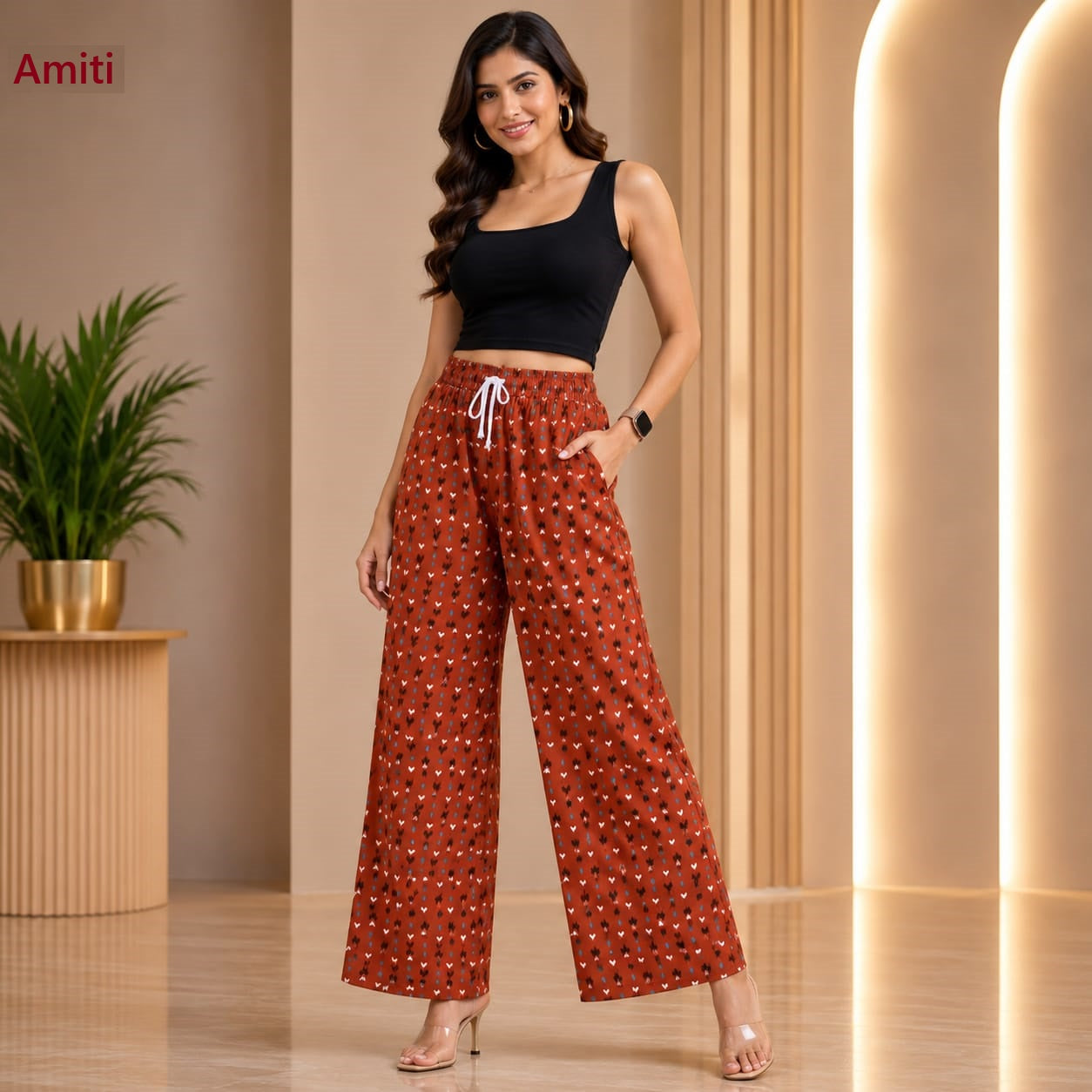 Print 200726 Amiti Liva Branded Palazzo Manufacturer Ahmedabad