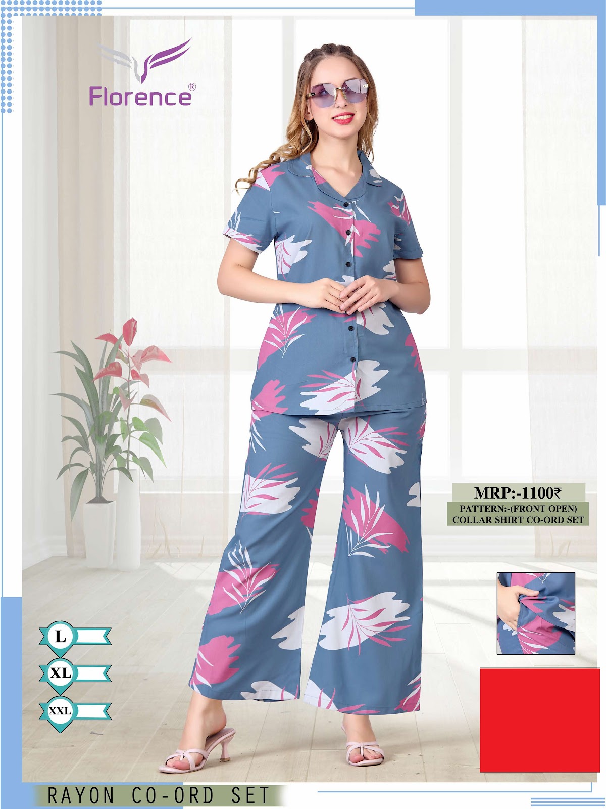 Print 2204 Florence Rayon Co Ord Set Supplier India