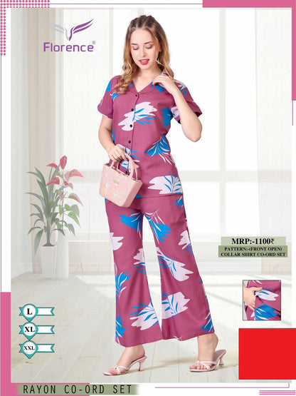 Print 2204 Florence Rayon Co Ord Set Supplier India