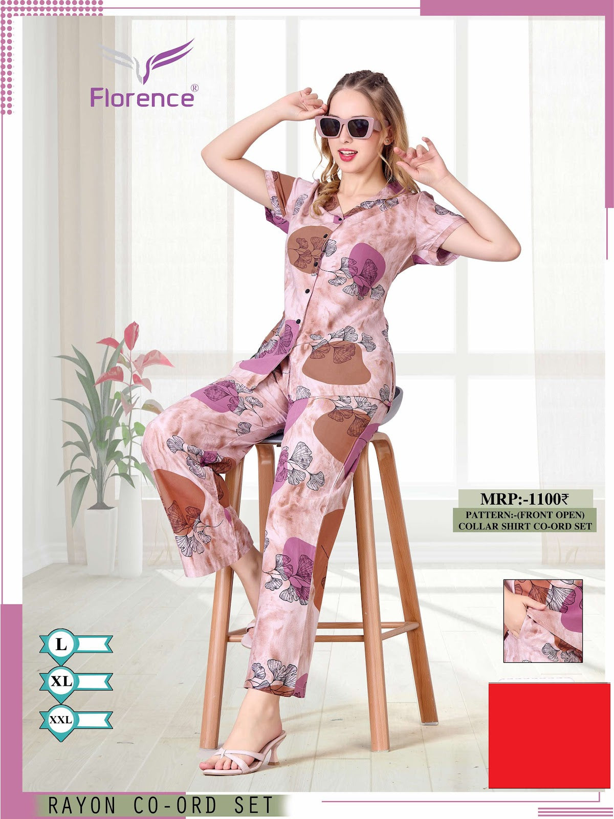 Print 2204 Florence Rayon Co Ord Set Supplier India