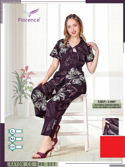 Print 2204 Florence Rayon Co Ord Set Supplier India