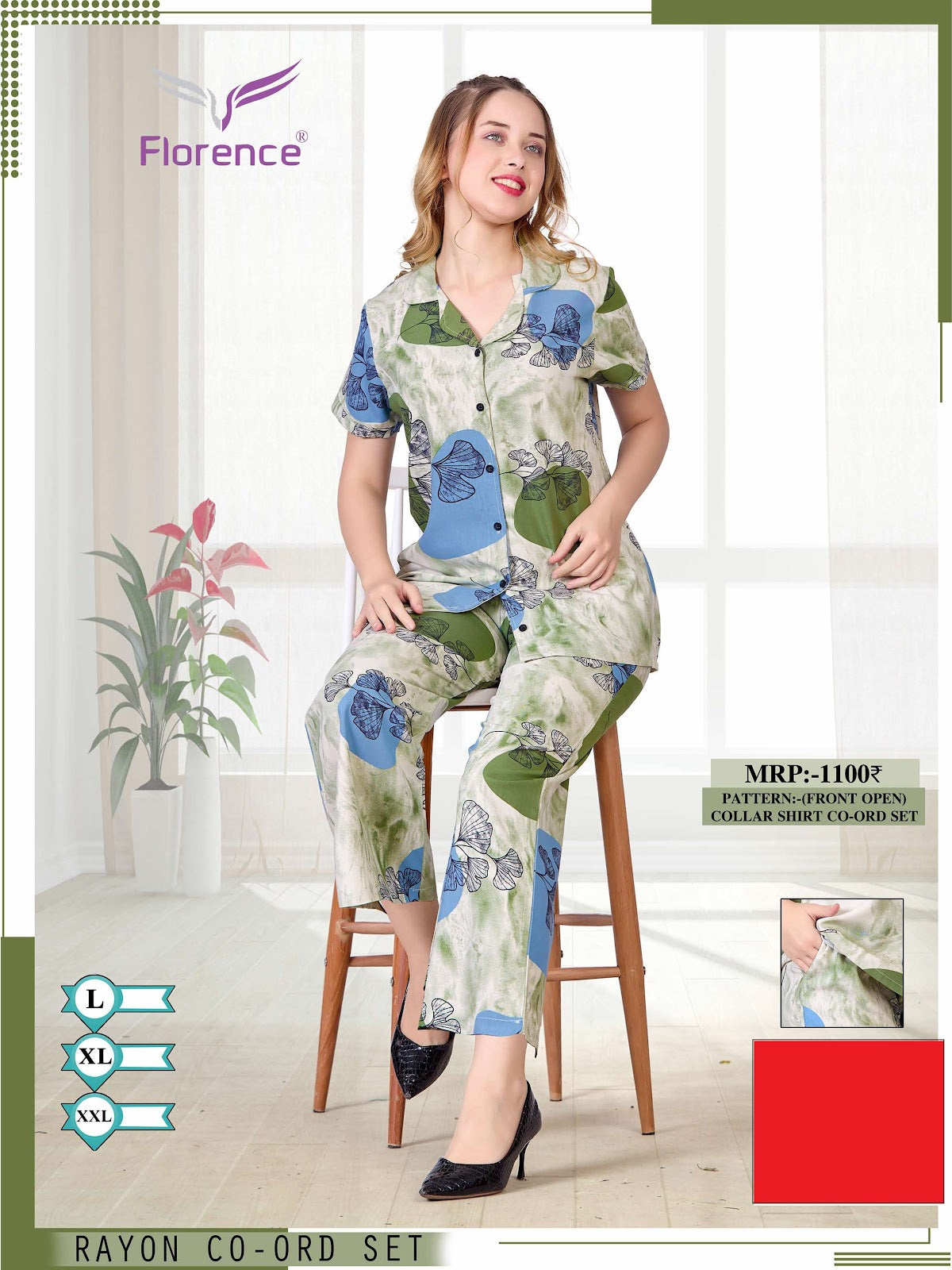 Print 2204 Florence Rayon Co Ord Set Supplier India