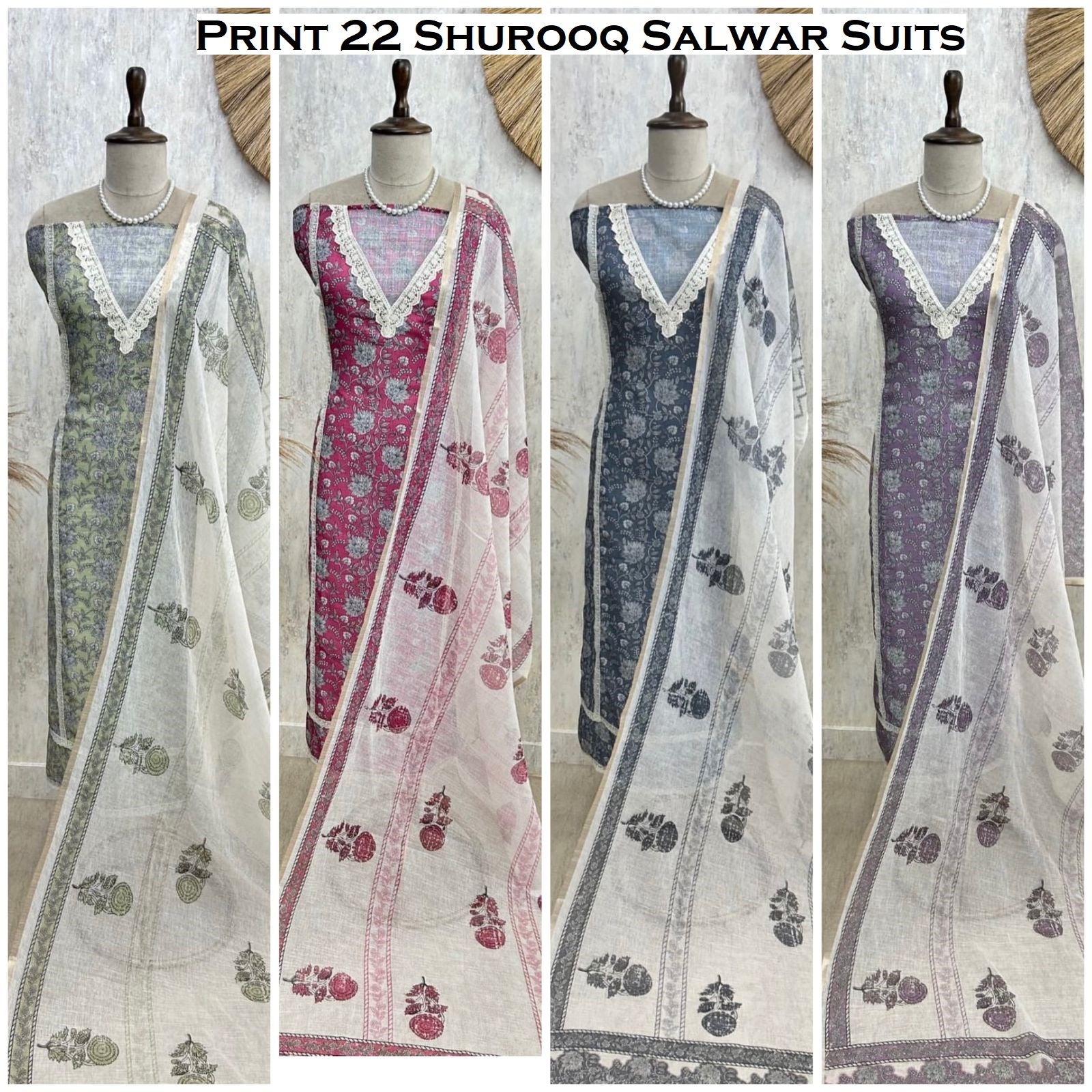 Print 22 Shurooq Salwar Suits Wholesaler Ahmedabad