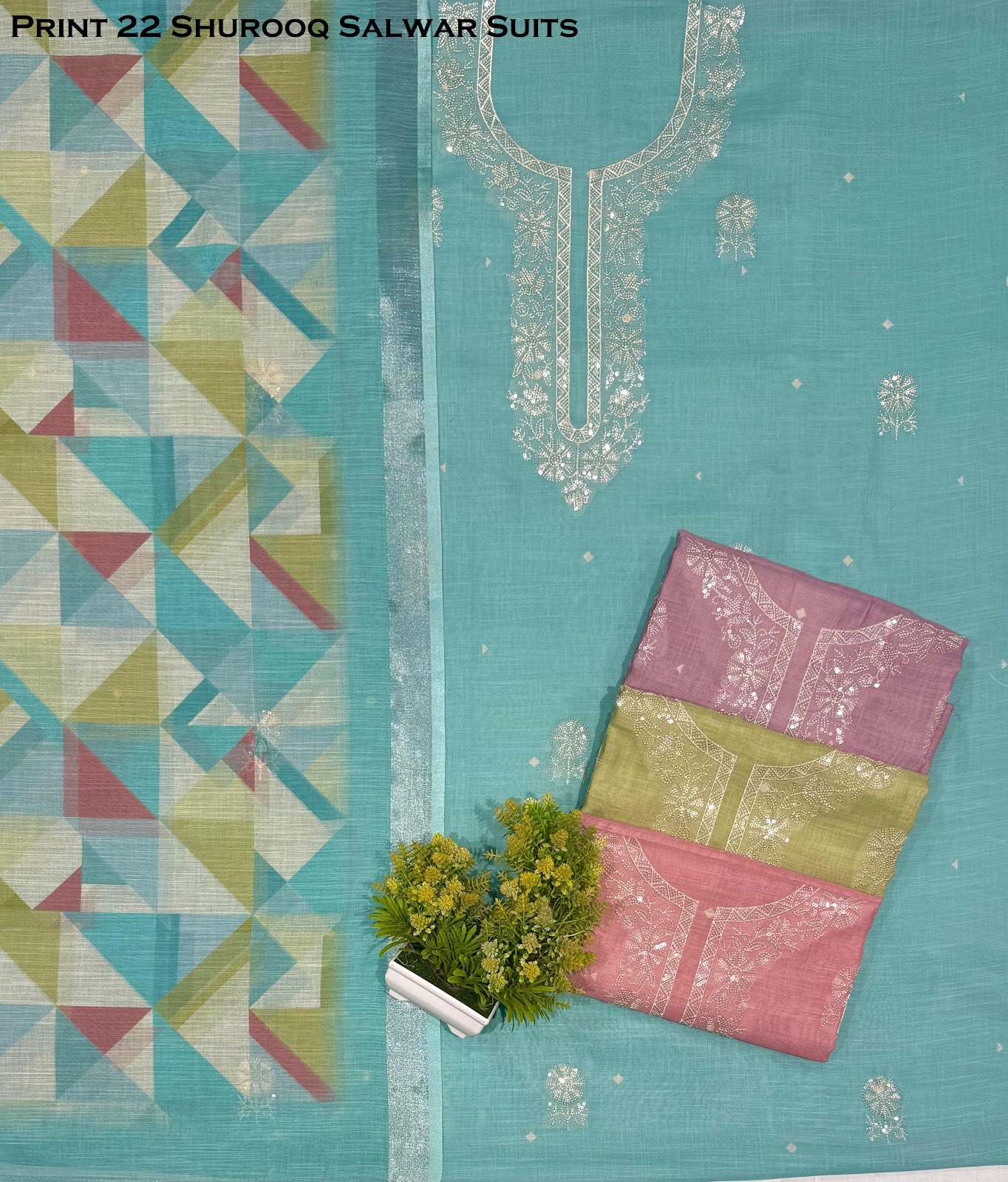 Print 22 Shurooq Salwar Suits Wholesaler Ahmedabad