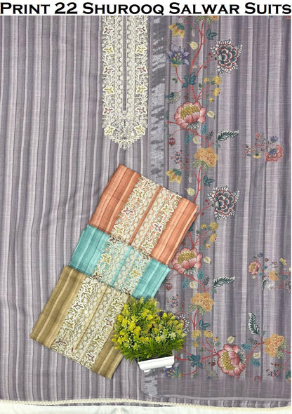 Print 22 Shurooq Salwar Suits Wholesaler Ahmedabad