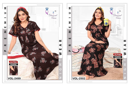 Print 241225 Diamond Queen Alpine Night Gowns Wholesaler Gujarat