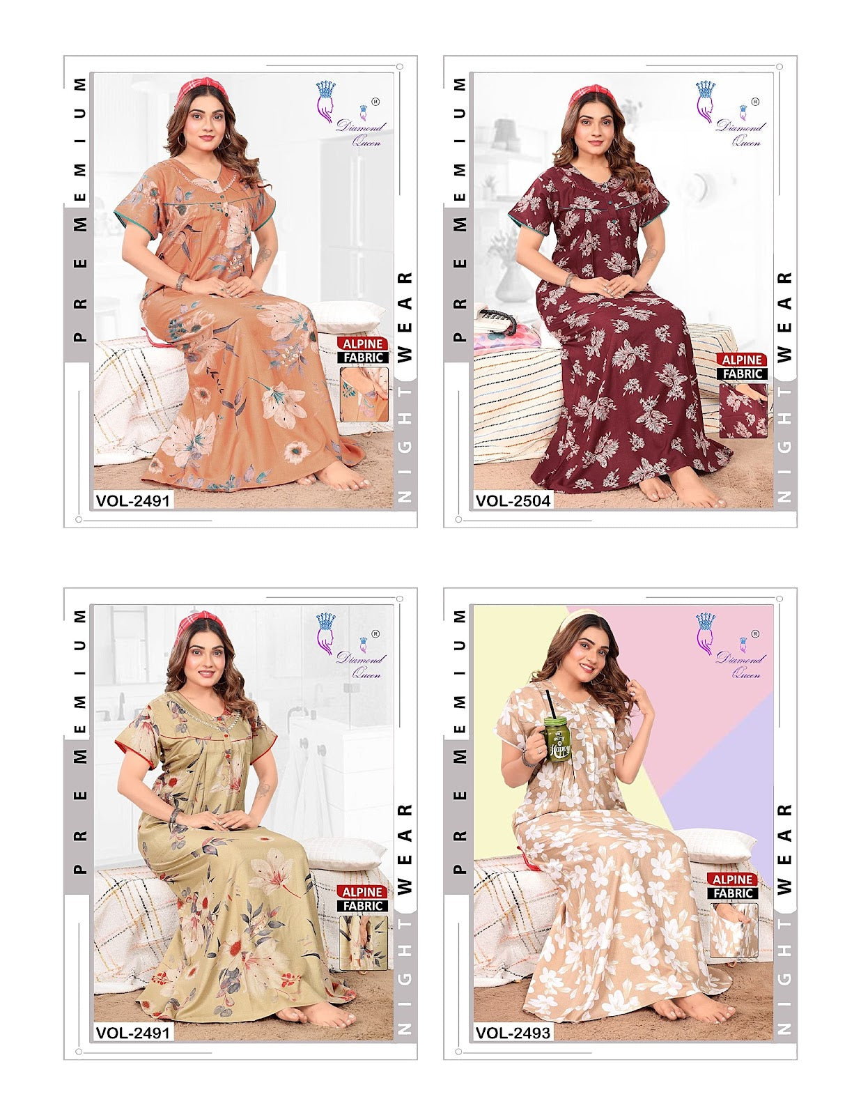 Print 241225 Diamond Queen Alpine Night Gowns Wholesaler Gujarat