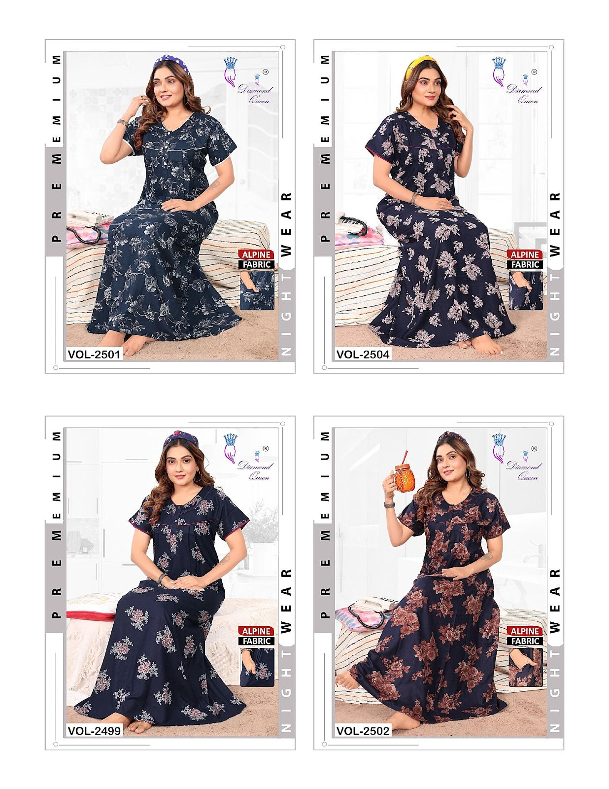 Print 241225 Diamond Queen Alpine Night Gowns Wholesaler Gujarat