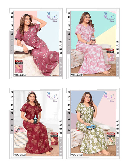 Print 241225 Diamond Queen Alpine Night Gowns Wholesaler Gujarat