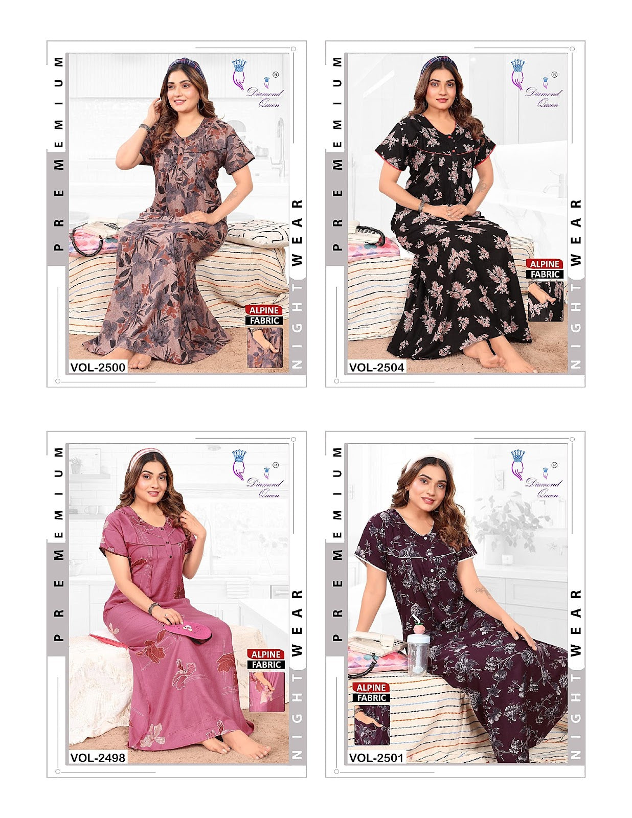 Print 241225 Diamond Queen Alpine Night Gowns Wholesaler Gujarat