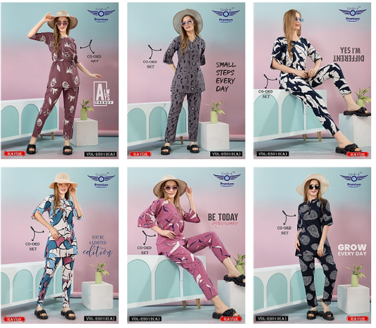 Print 25012 A Grab It Heavy Rayon Co Ord Set Supplier