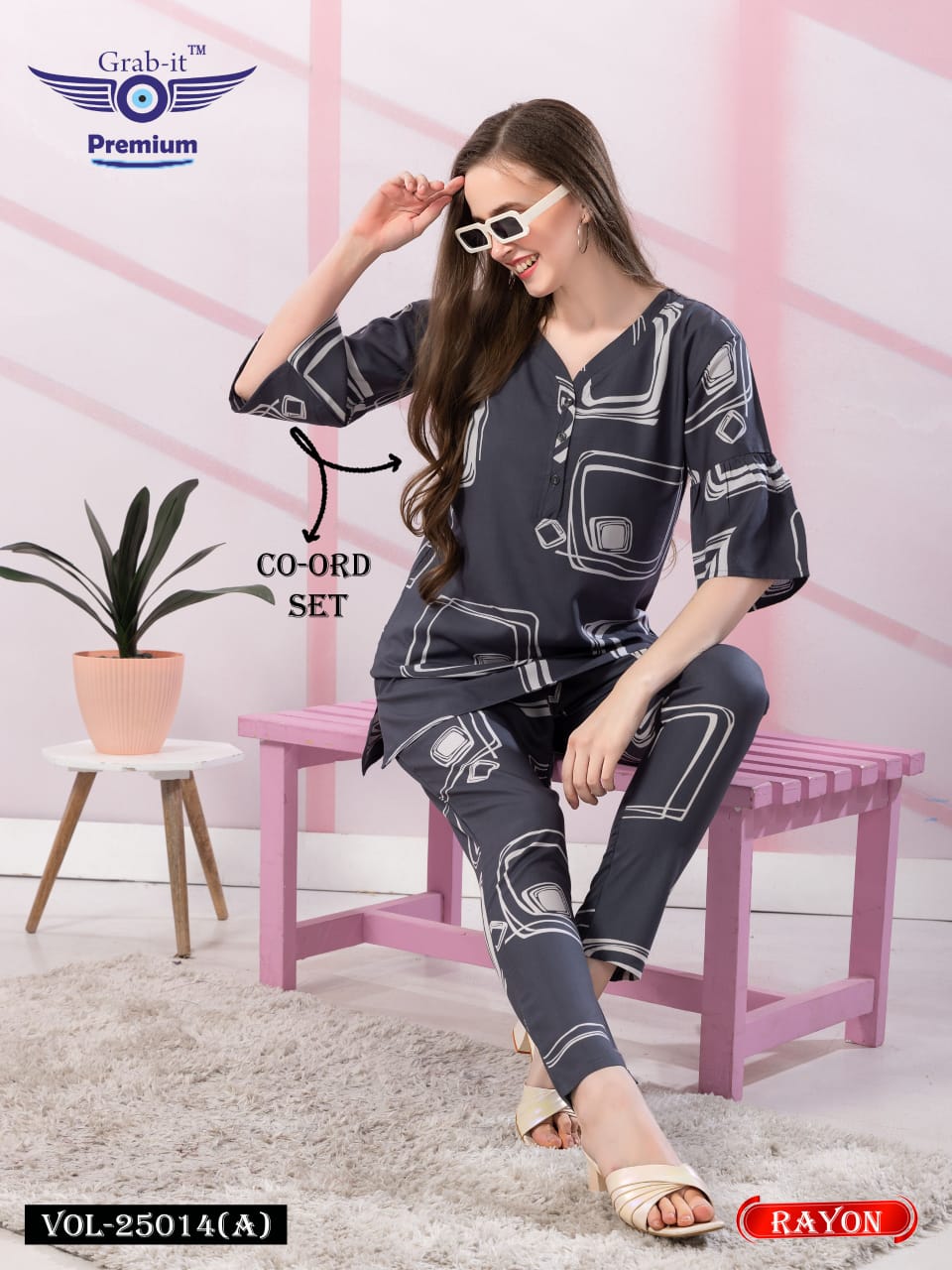 Print 25014A Grab It Rayon Co Ord Set Supplier India