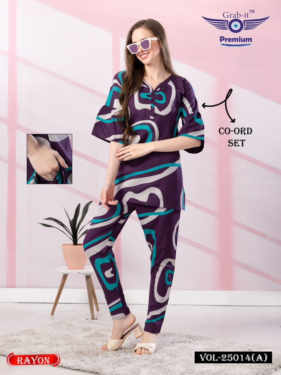 Print 25014A Grab It Rayon Co Ord Set Supplier India