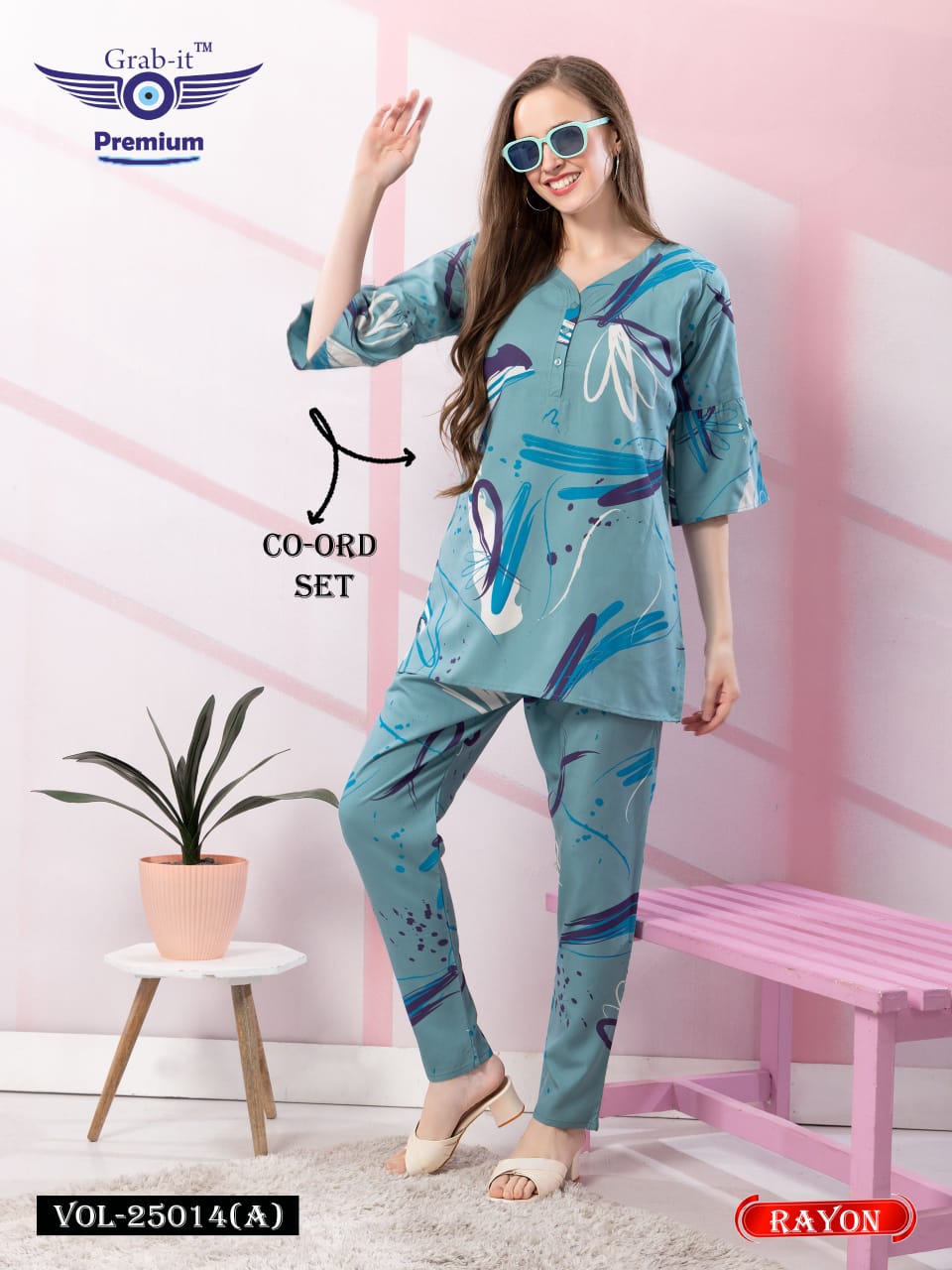 Print 25014A Grab It Rayon Co Ord Set Supplier India