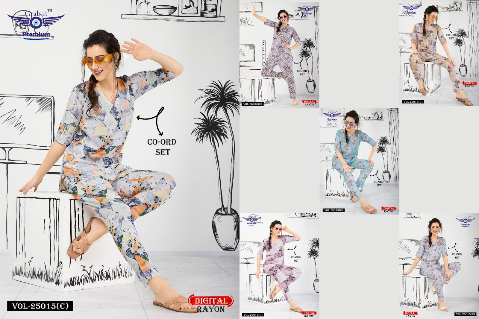 Print 25015 C Grab It Rayon Co Ord Set Exporter Ahmedabad