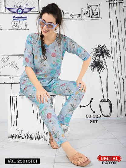 Print 25015 C Grab It Rayon Co Ord Set Exporter Ahmedabad
