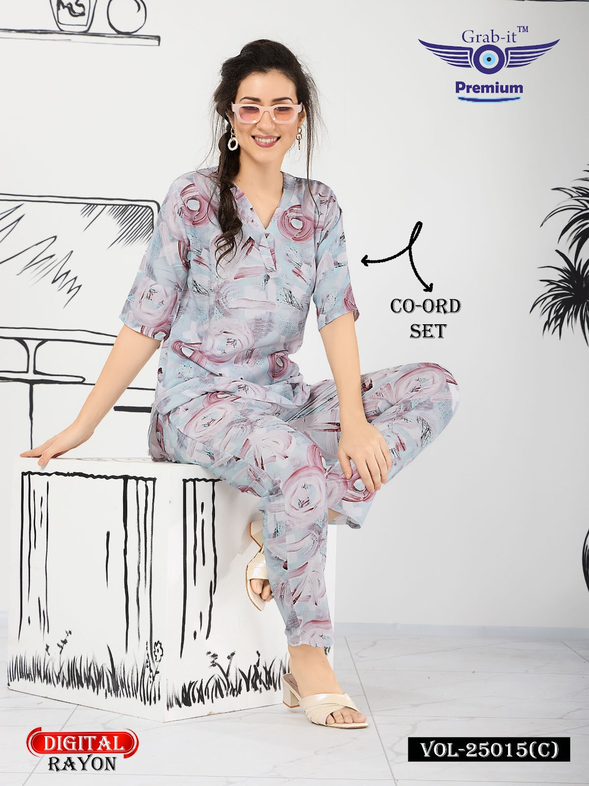 Print 25015 C Grab It Rayon Co Ord Set Exporter Ahmedabad