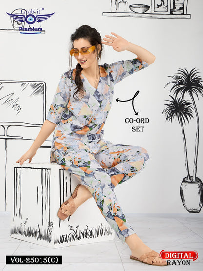 Print 25015 C Grab It Rayon Co Ord Set Exporter Ahmedabad
