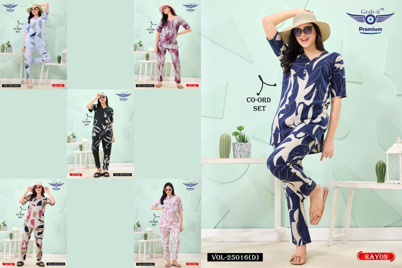 Print 25016 D Grab It Rayon Co Ord Set Supplier Ahmedabad