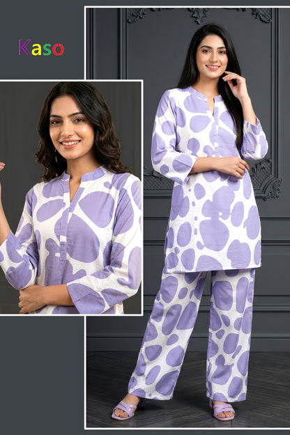 Print 2503 Kaso Rayon Co Ord Set Manufacturer Ahmedabad