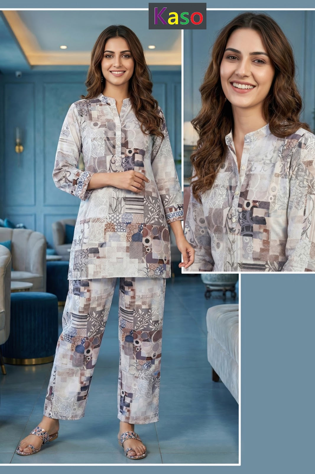 Print 2503 Kaso Rayon Co Ord Set Manufacturer Ahmedabad