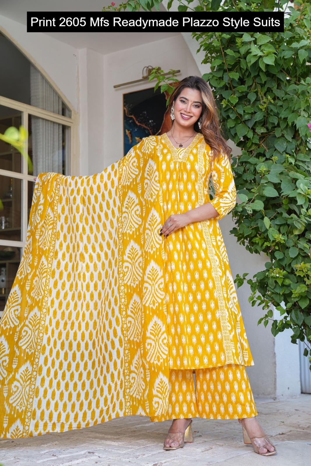 Print 2605 Mfs Cotton Readymade Plazzo Style Suits Manufacturer