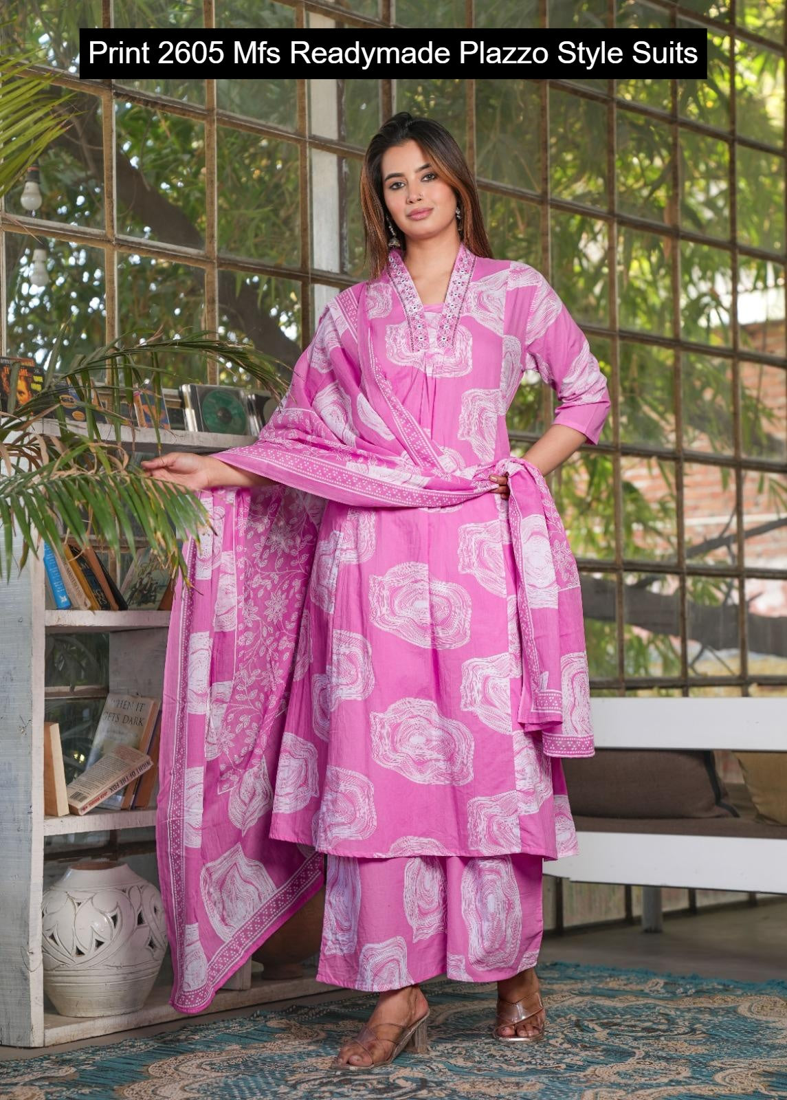 Print 2605 Mfs Cotton Readymade Plazzo Style Suits Manufacturer