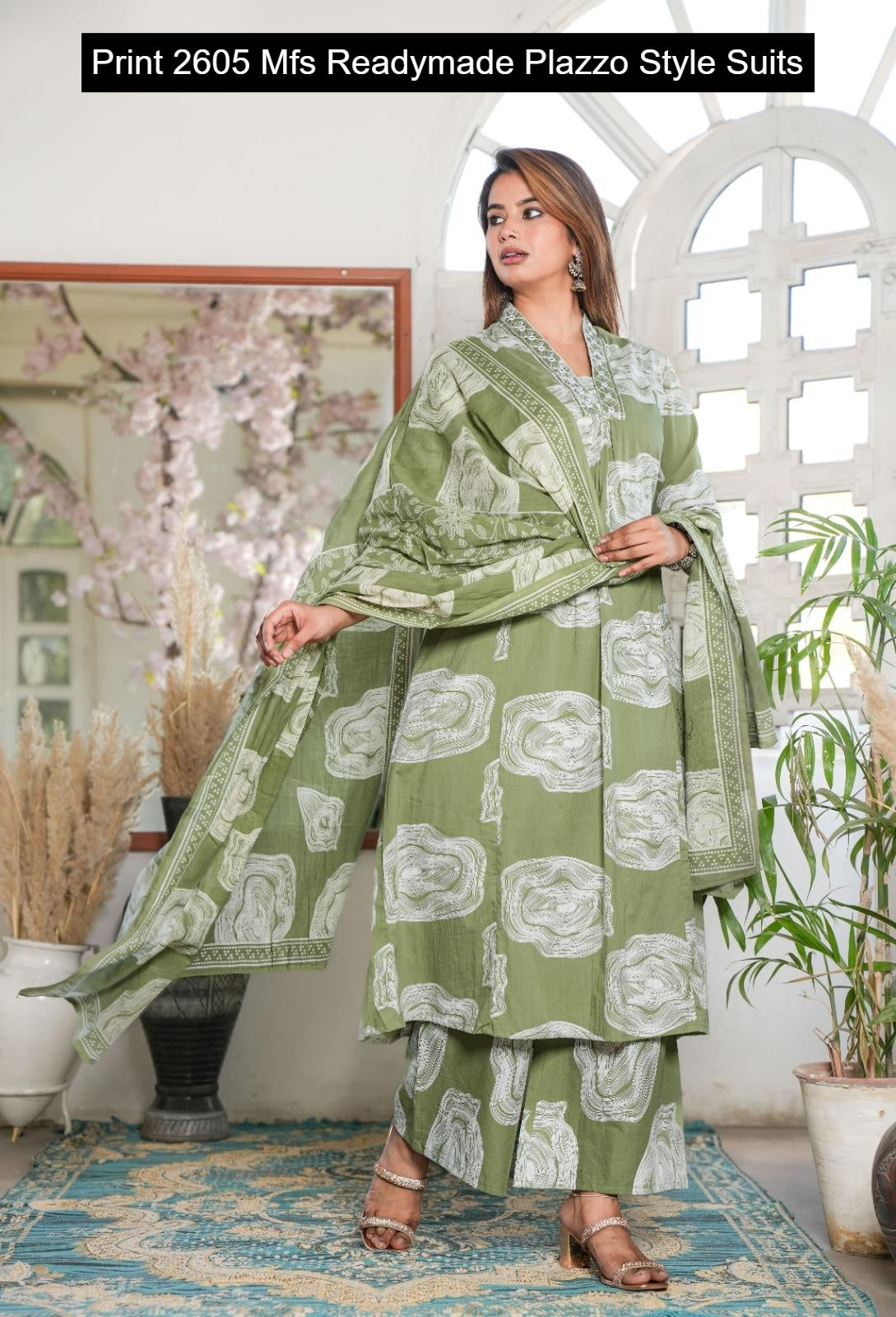 Print 2605 Mfs Cotton Readymade Plazzo Style Suits Manufacturer
