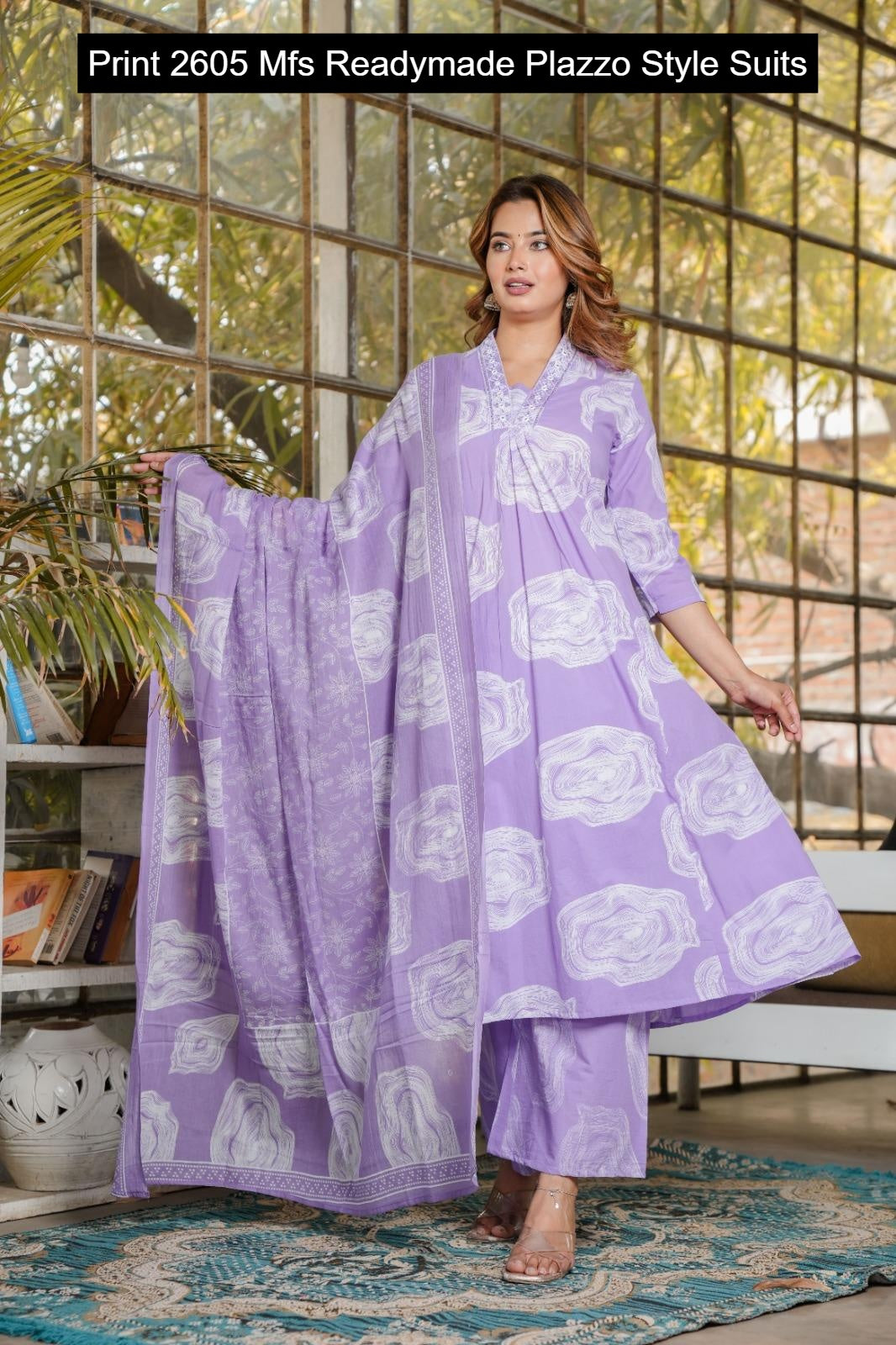 Print 2605 Mfs Cotton Readymade Plazzo Style Suits Manufacturer