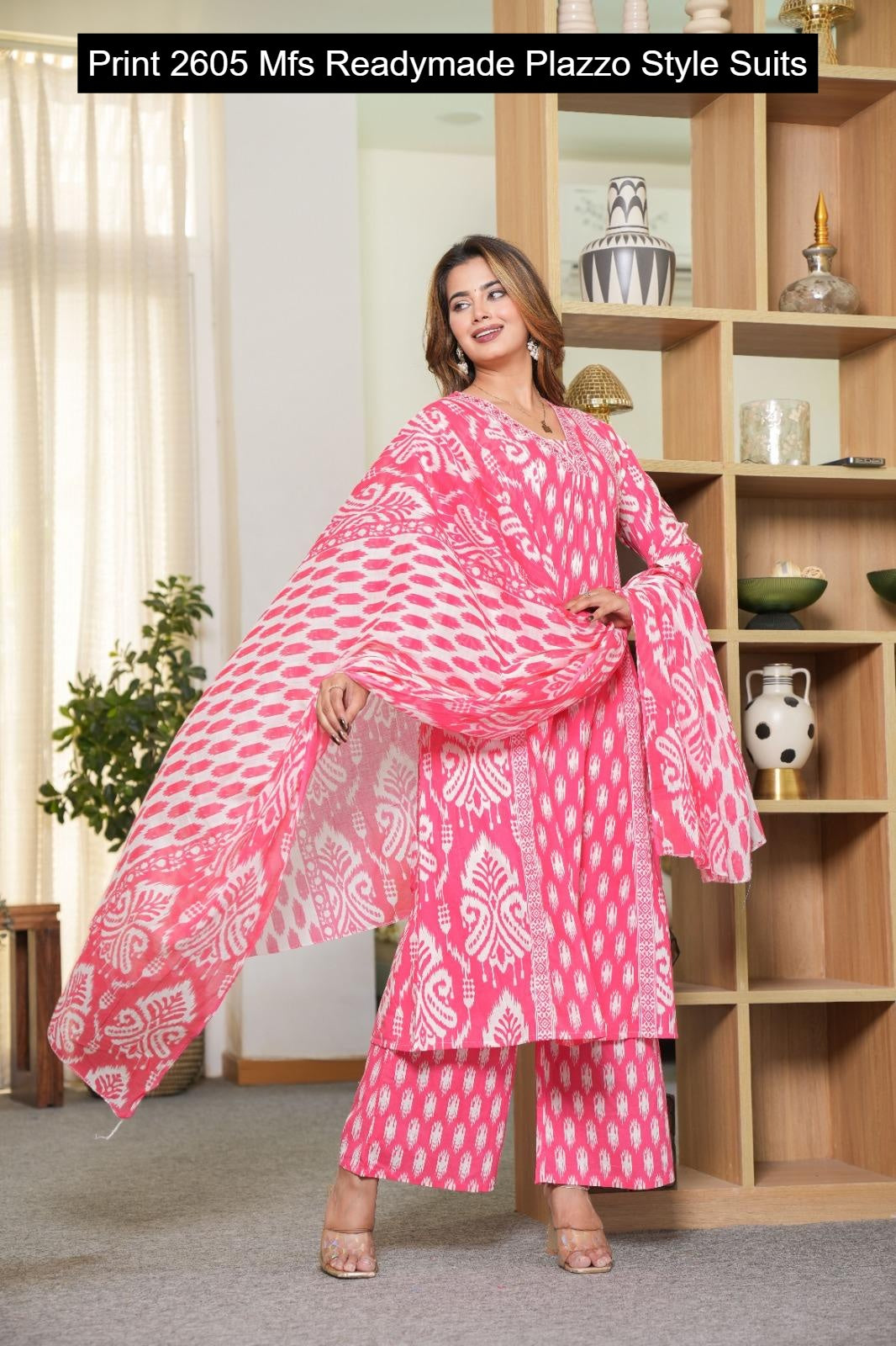Print 2605 Mfs Cotton Readymade Plazzo Style Suits Manufacturer