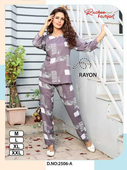 Print 271224 Ruchee Fashion Rayon Co Ord Set Wholesale