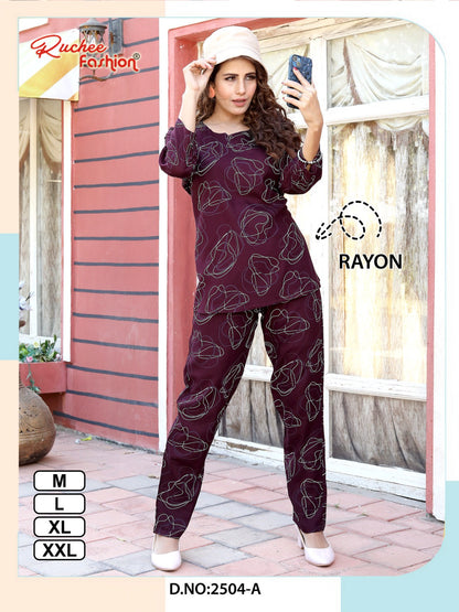 Print 271224 Ruchee Fashion Rayon Co Ord Set Wholesale