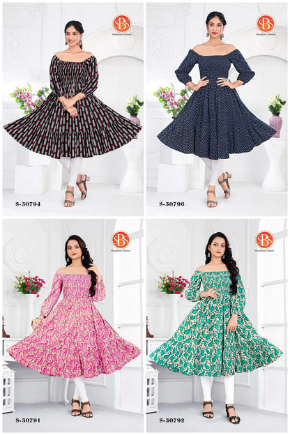 Print 2805 Sbs Cotton Anarkali Kurtis Supplier India